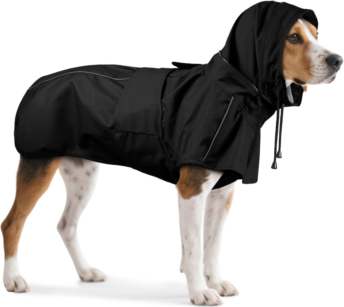 Dog Raincoat, Waterproof Dog Rain Jacket with Hood Black 4XL | Rain Coat For Gaint Dogs, Doggy Poncho With Leash Hole, Reflective Strips, For Rainy Snowy Weather Walks, Hiking, Camping - Image 9