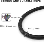 Black climbing rope pet leash with integrated accessory metal O ring