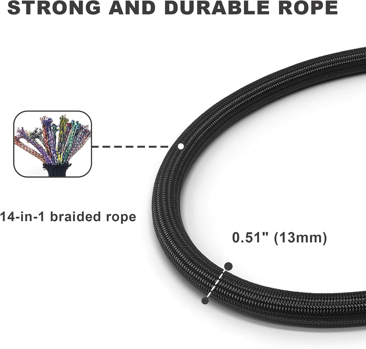Black climbing rope pet leash with integrated accessory metal O ring