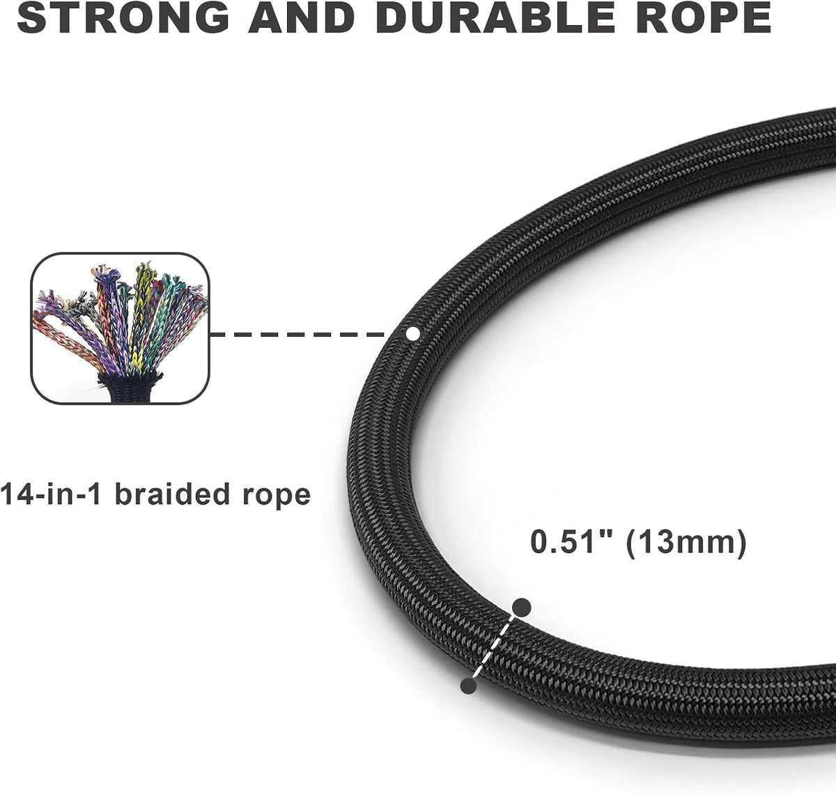 Black climbing rope pet leash with integrated accessory metal O ring