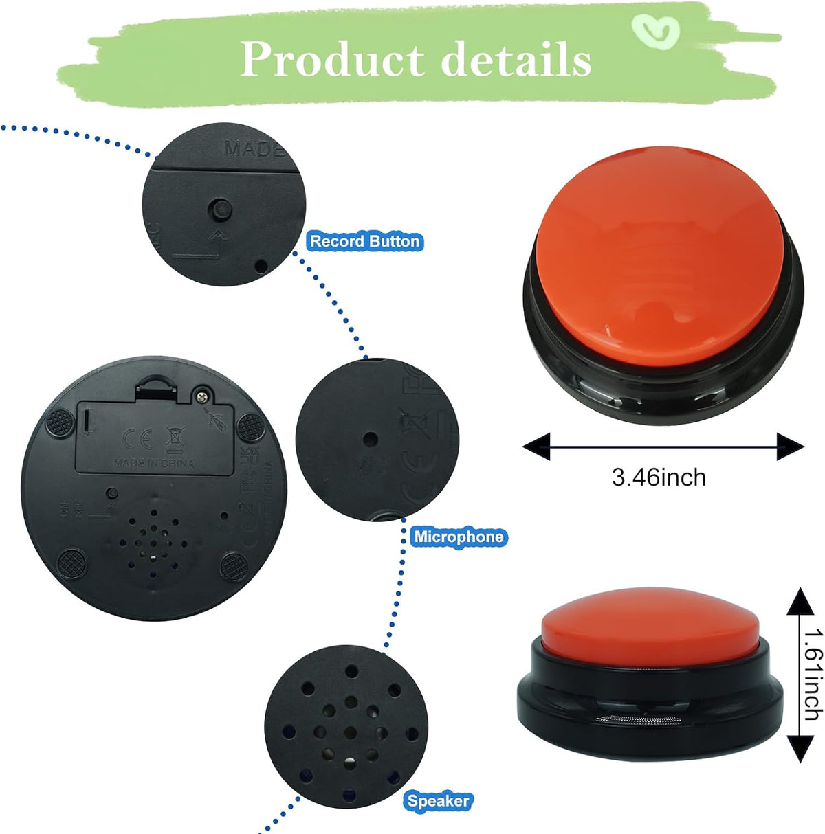 Gelabur sound recordable communication buzzers packaging contents showing the set of two.