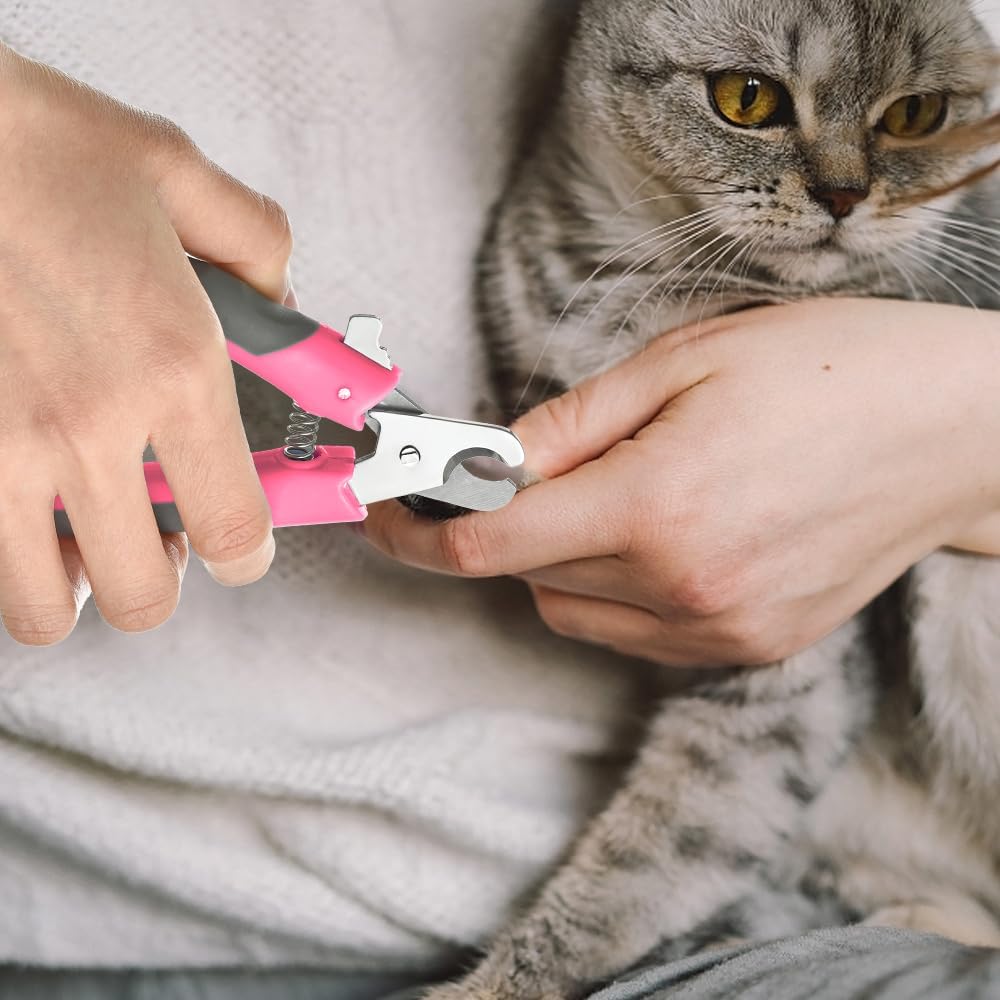 WePet small animal nail cutter showing the non-slip TPE rubber grip handle construction