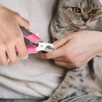 WePet small animal nail cutter showing the non-slip TPE rubber grip handle construction