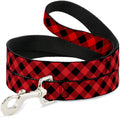 Buckle-Down pet leash front view showing diagonal buffalo plaid pattern