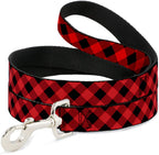 Buckle-Down pet leash front view showing diagonal buffalo plaid pattern