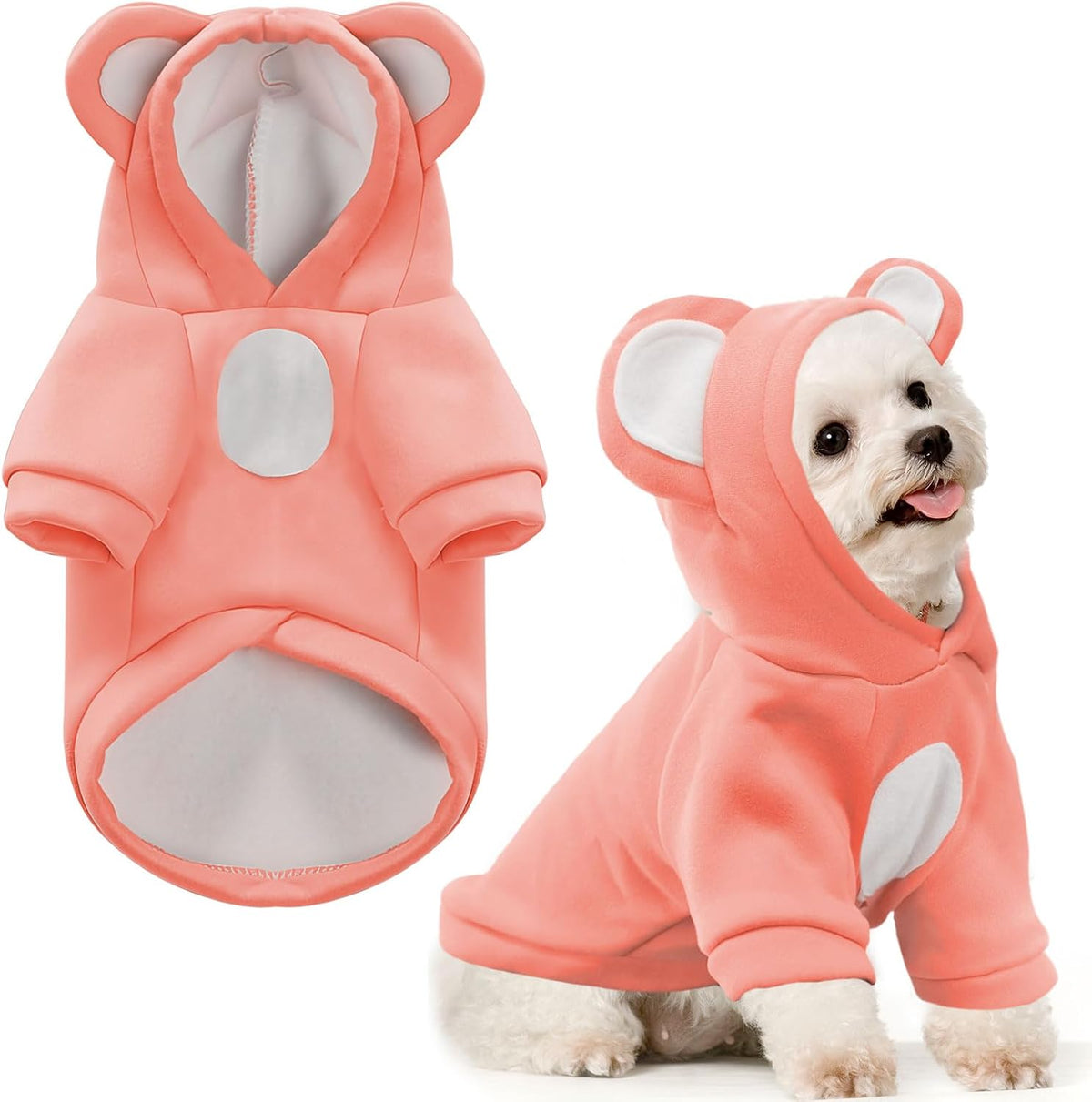 Small Dog Hoodie Soft Warm Fleece Fall Winter Dog Clothes Cute Puppy Sweaters Cat Coat Funny Blank Pullover Doggy Hooded Sweatshirts for Small Dogs Chihuahua Costumes Kitten Outfits(Brown,S) - Image 12
