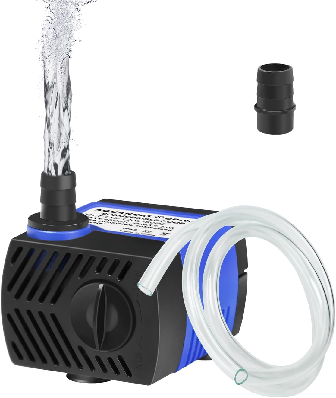 AQUANEAT small fountain pump front view showing adjustable flow dial.