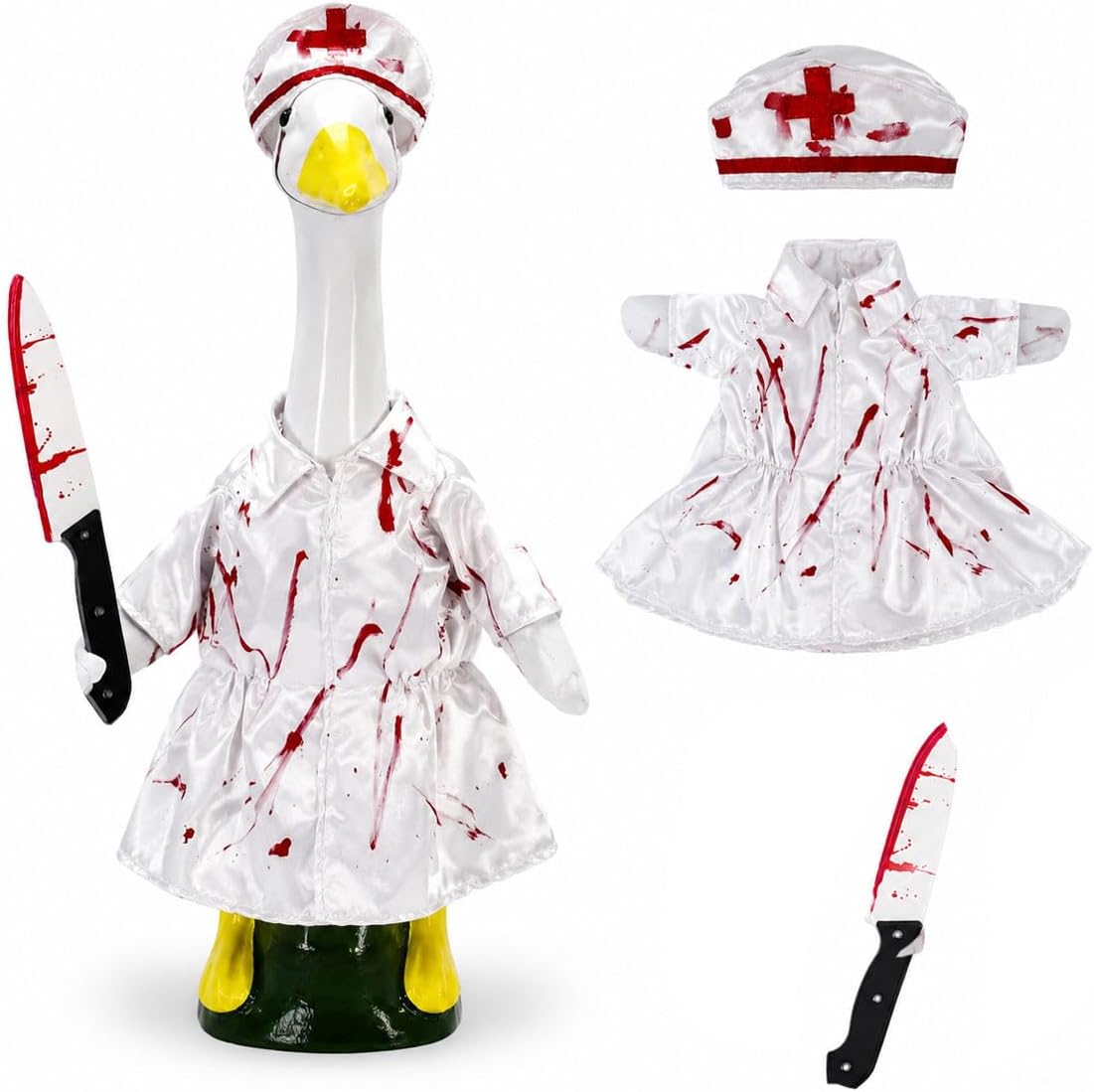 Aymolas anniversary edition patriotic porch goose apparel for patio yard decor.