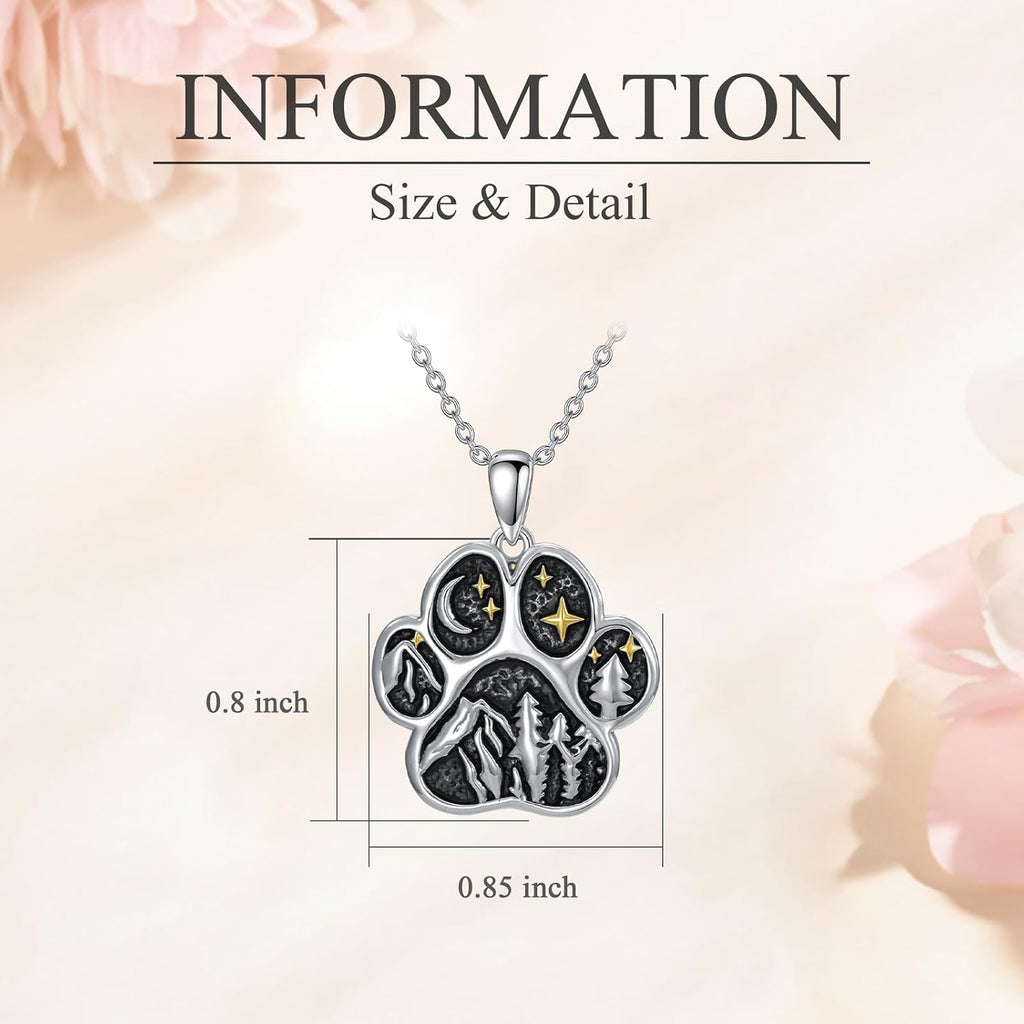 Side view of the authentic KZX silver paw print necklace highlighting its polished finish