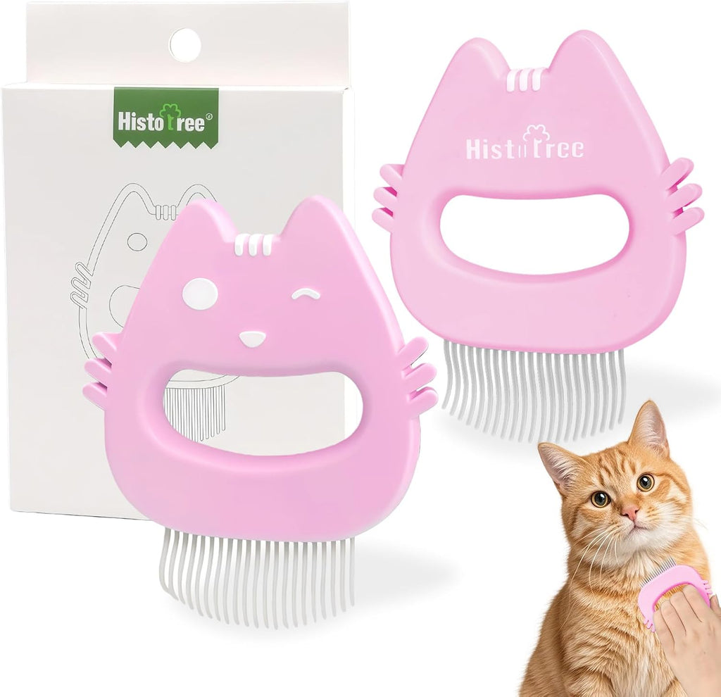 Histotree cute cat style flea comb front view pink