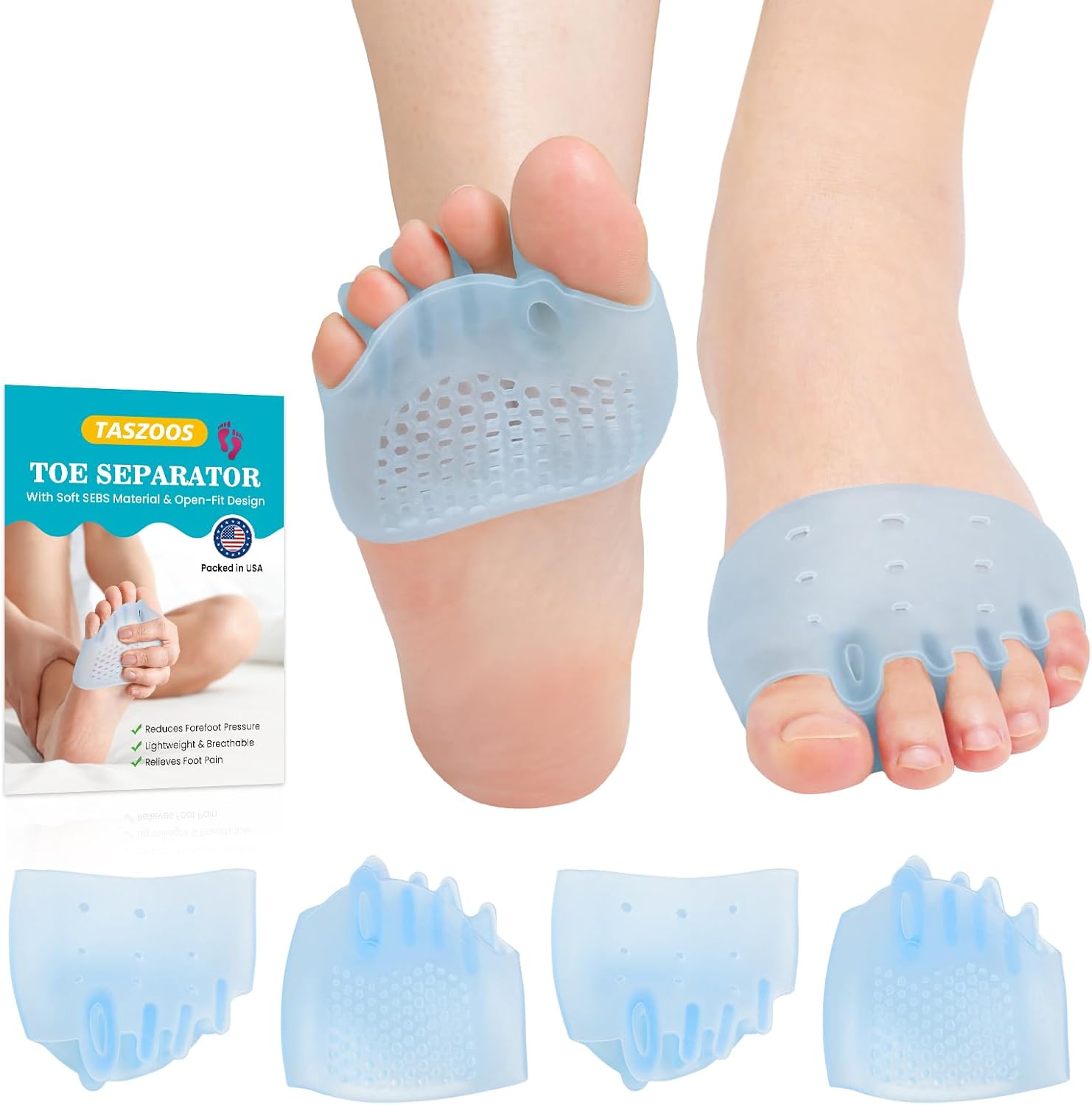 Yooyan gel toe separators and metatarsal pads front view