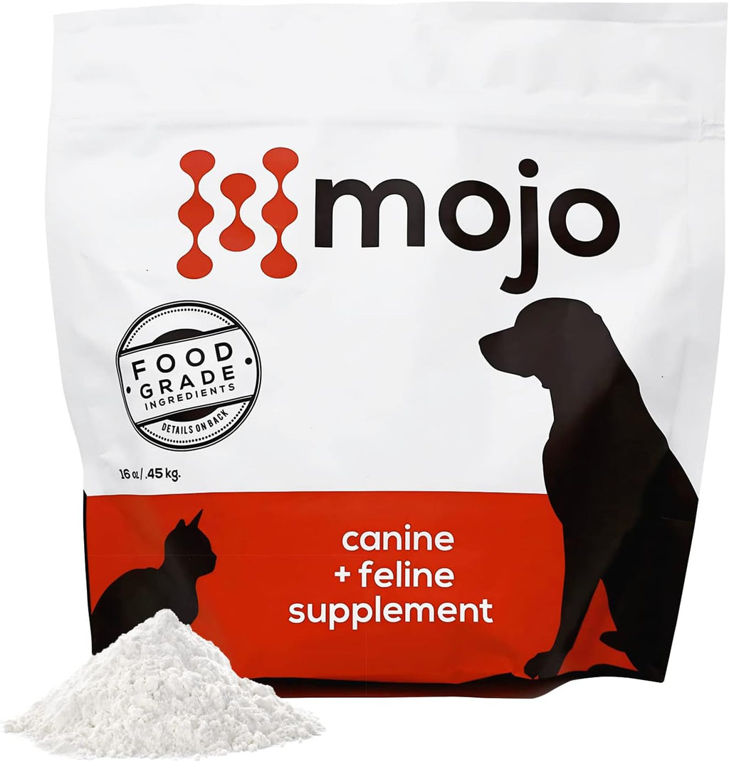 Mojo joint supplement for dogs and cats front view bottle package