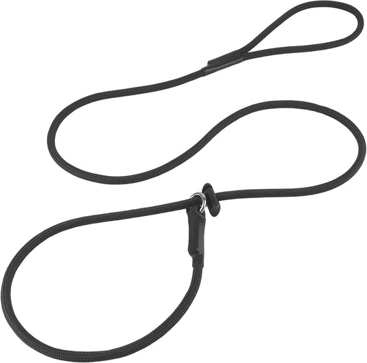 Fursdoly slip lead dog leash front view black nylon training rope