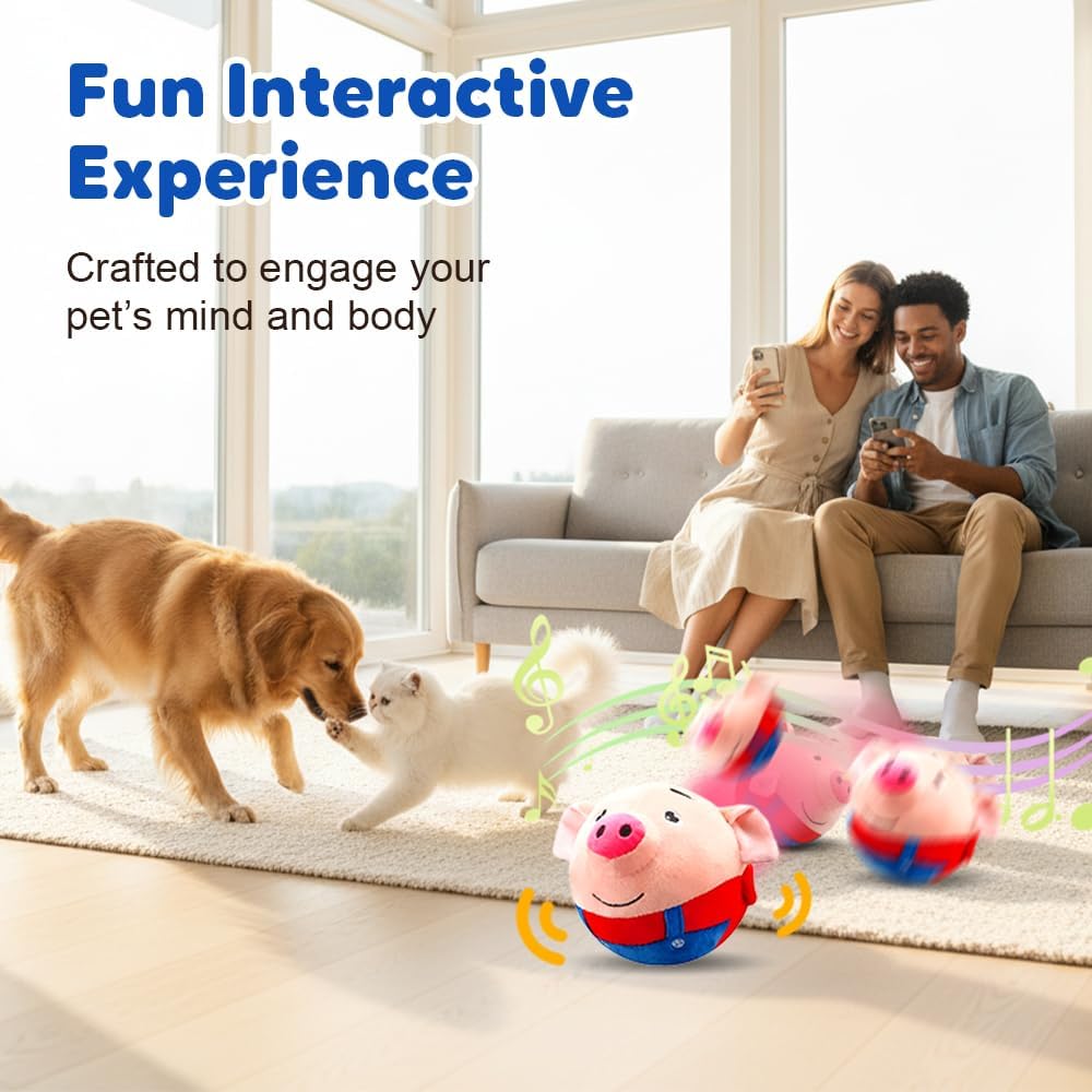 Generic interactive dog toy showing plush pig cover