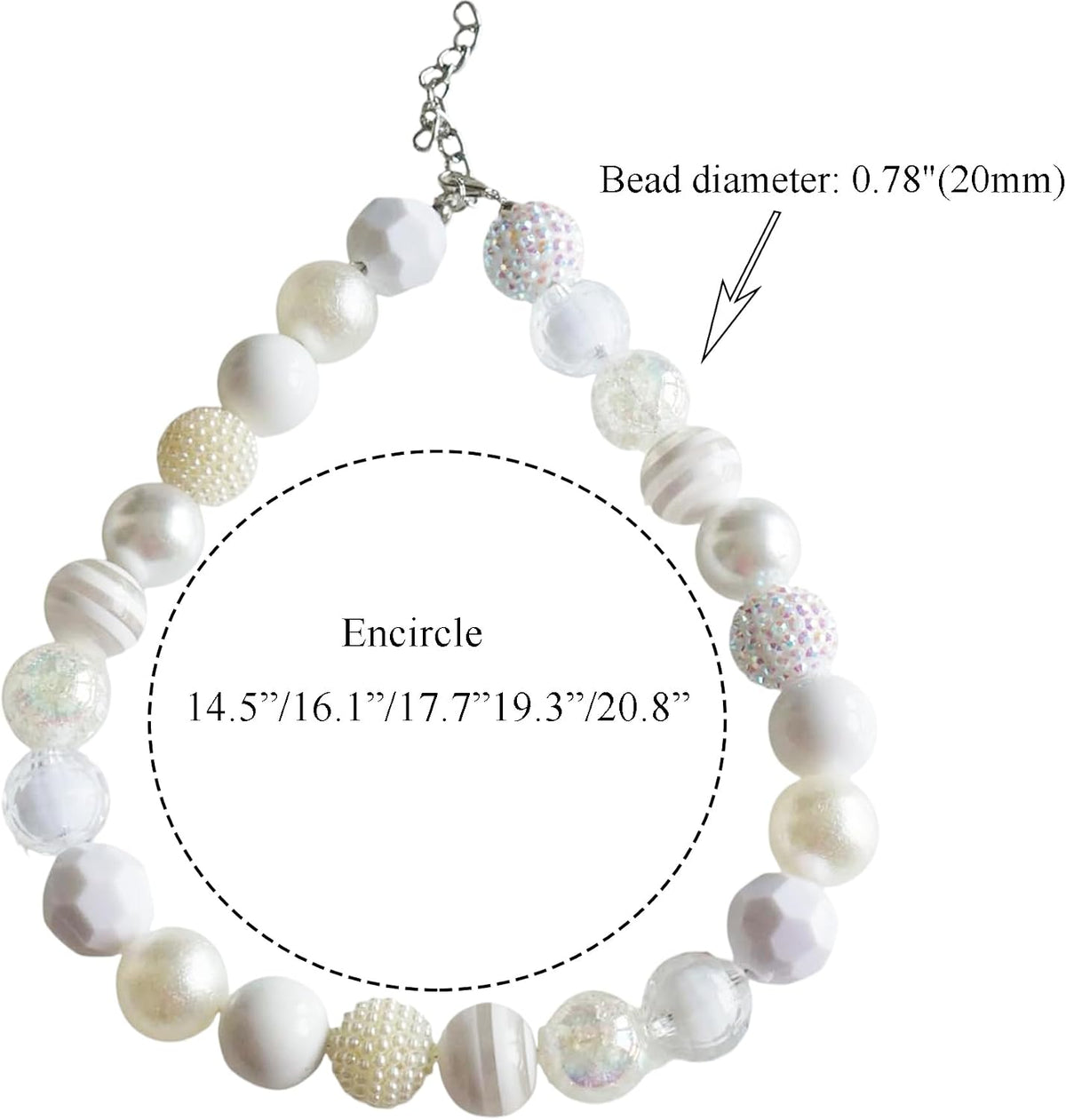 Luxury large pearl dog necklace with sparkling crystal spacers displayed on a white background.