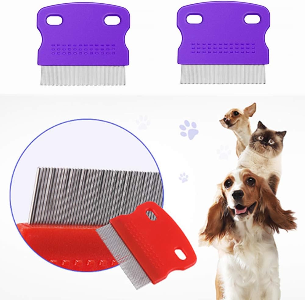 Ergonomic anti-slip handle on dog and cat flea comb