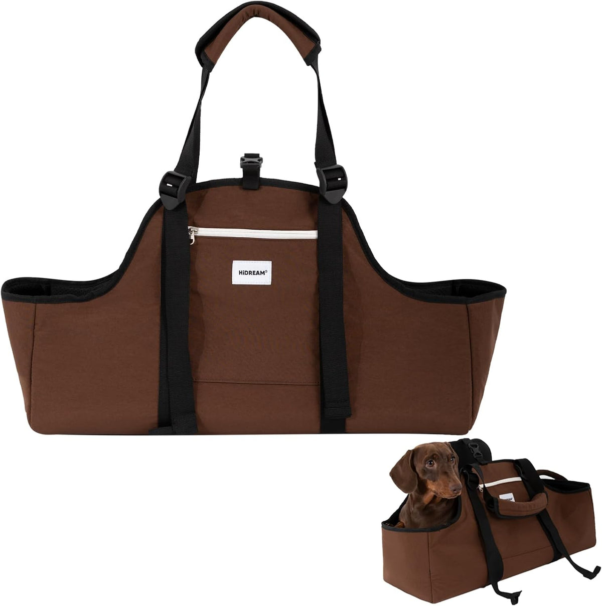 Duuclume portable dog purse carrier brown front view