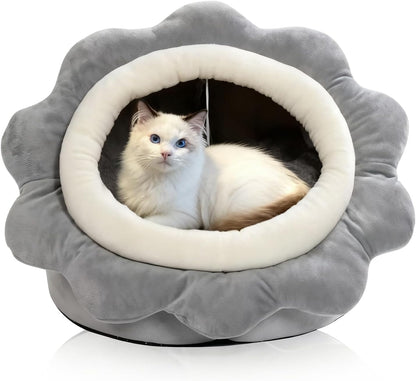 Cat Beds for Indoor Cats - Rabbit-Shaped Cat Cave Bed with Hanging Toy,Super Soft Calming Pet Bed for Kitten&Puppy,Small Dog,Warm Plush&Machine Washable&Removable Cotton Pad,cat Hideaway(Grey M) - Image 14