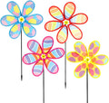 Hadeeong 4 pieces colorful wind spinners for garden yard decor