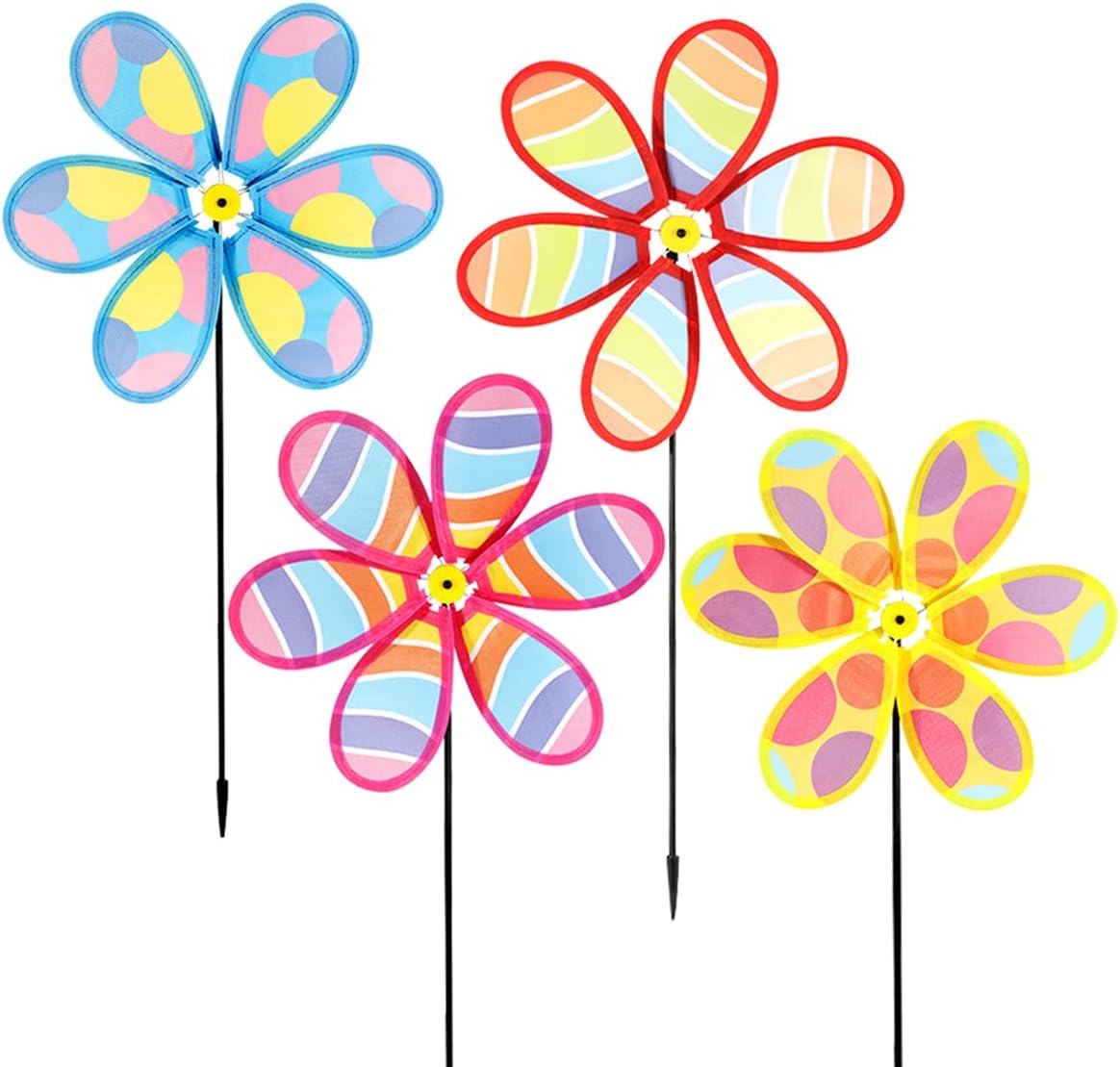 Hadeeong 4 pieces colorful wind spinners for garden yard decor