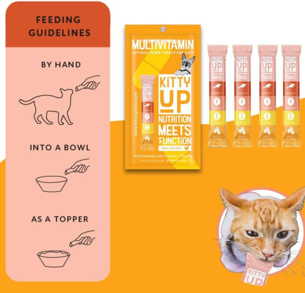 Kitty Up Lickable Cat Treats - All Natural Chicken Puree Tubes with Lysine & Taurine | Grain-Free Wet Treats for Indoor Cats & Kittens (12 Pack) - Image 7
