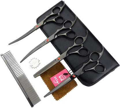 Lilys Pet titanium black cutting and curved shears close up