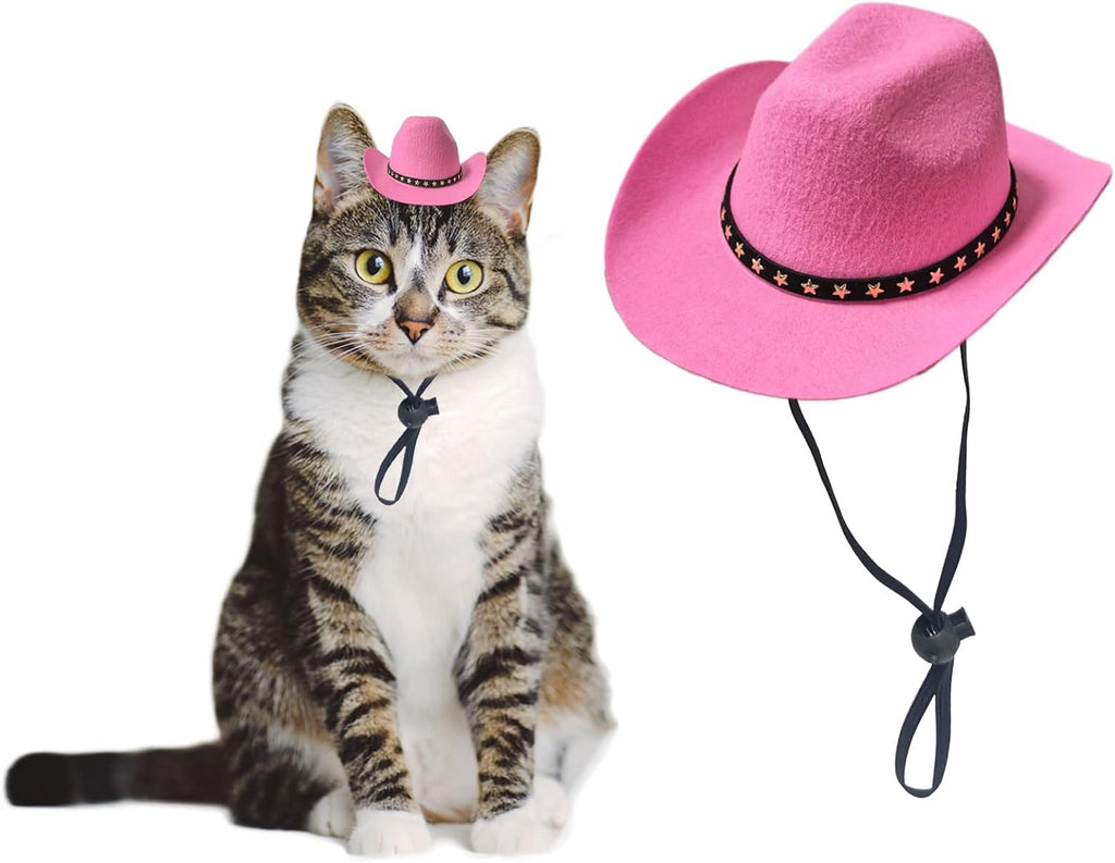 Awocan pink pet cowboy hat front view for cats and dogs