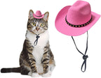 Awocan pink pet cowboy hat front view for cats and dogs