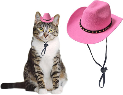 Awocan pink pet cowboy hat front view for cats and dogs