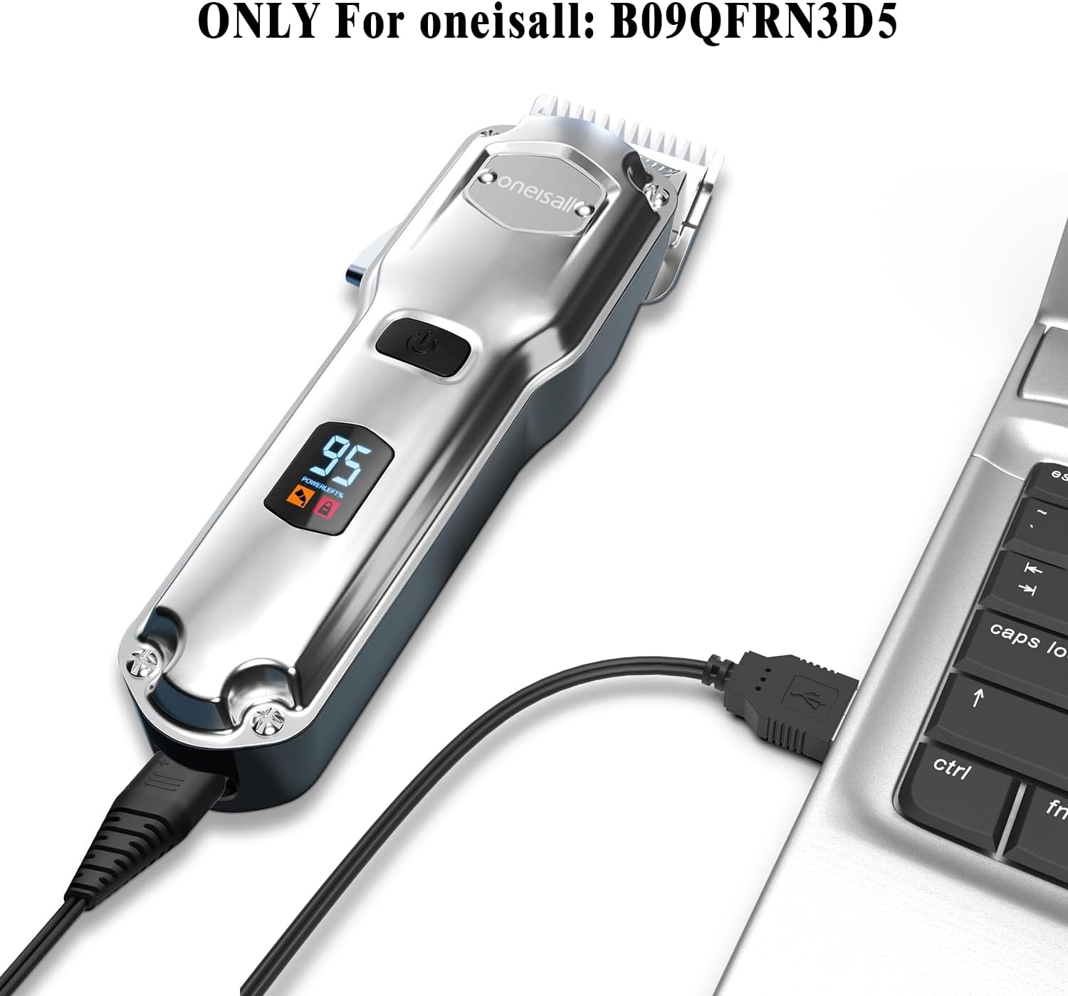 Durable black USB power cord adapter connection for pet clippers