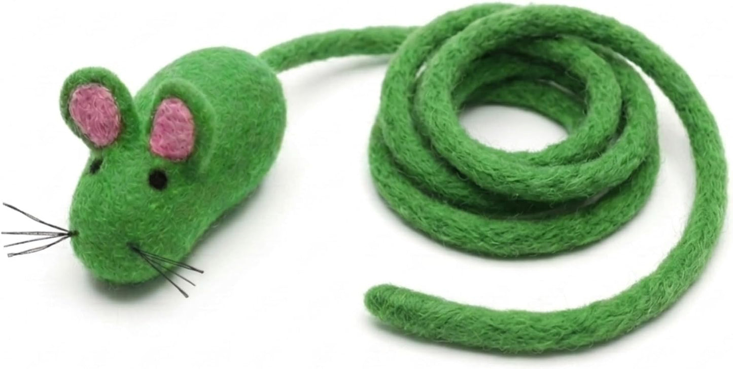 Glaciart One Felt Mouse Cat Toy - Soft Fuzzy Enrichment 100% Natural Wool - Interactive Catnip Play Cat Toy Set - Safe for Pets, Non-AZO Colored Dyes - 100" Long - Image 12
