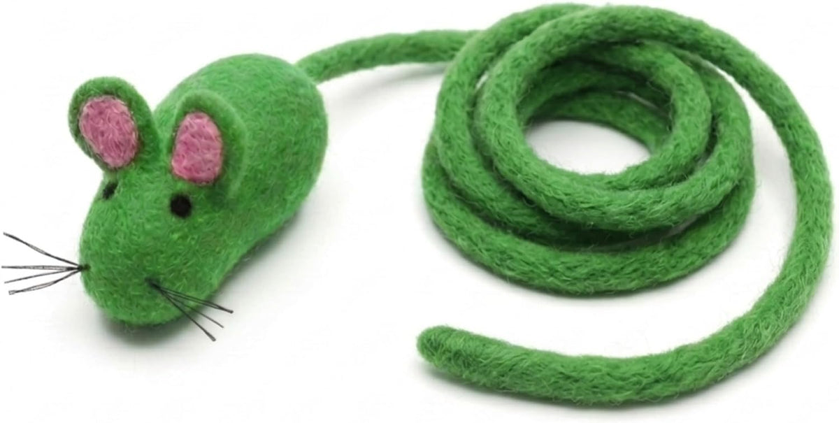 Glaciart One Felt Mouse Cat Toy - Soft Fuzzy Enrichment 100% Natural Wool - Interactive Catnip Play Cat Toy Set - Safe for Pets, Non-AZO Colored Dyes - 100" Long - Image 12