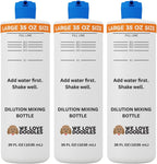 We Love Doodles dog shampoo dilution bottle front view showing printed measurement ratios