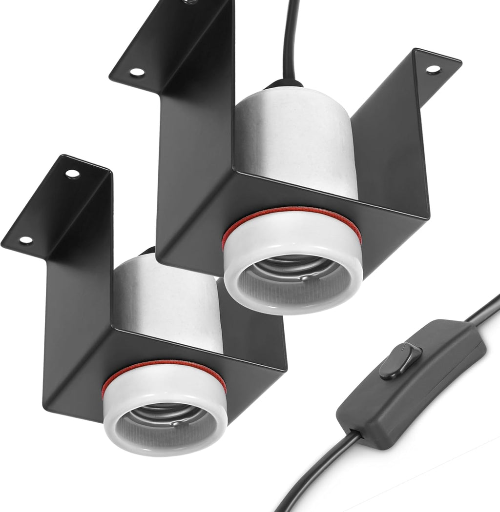 Trakem reptile ceramic socket heat lamp holder front view for terrarium heating