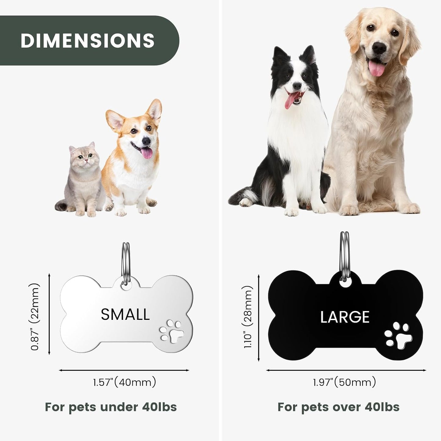 YEHANTI durable stainless steel animal name plate demonstrating the scratch resistant laser text.