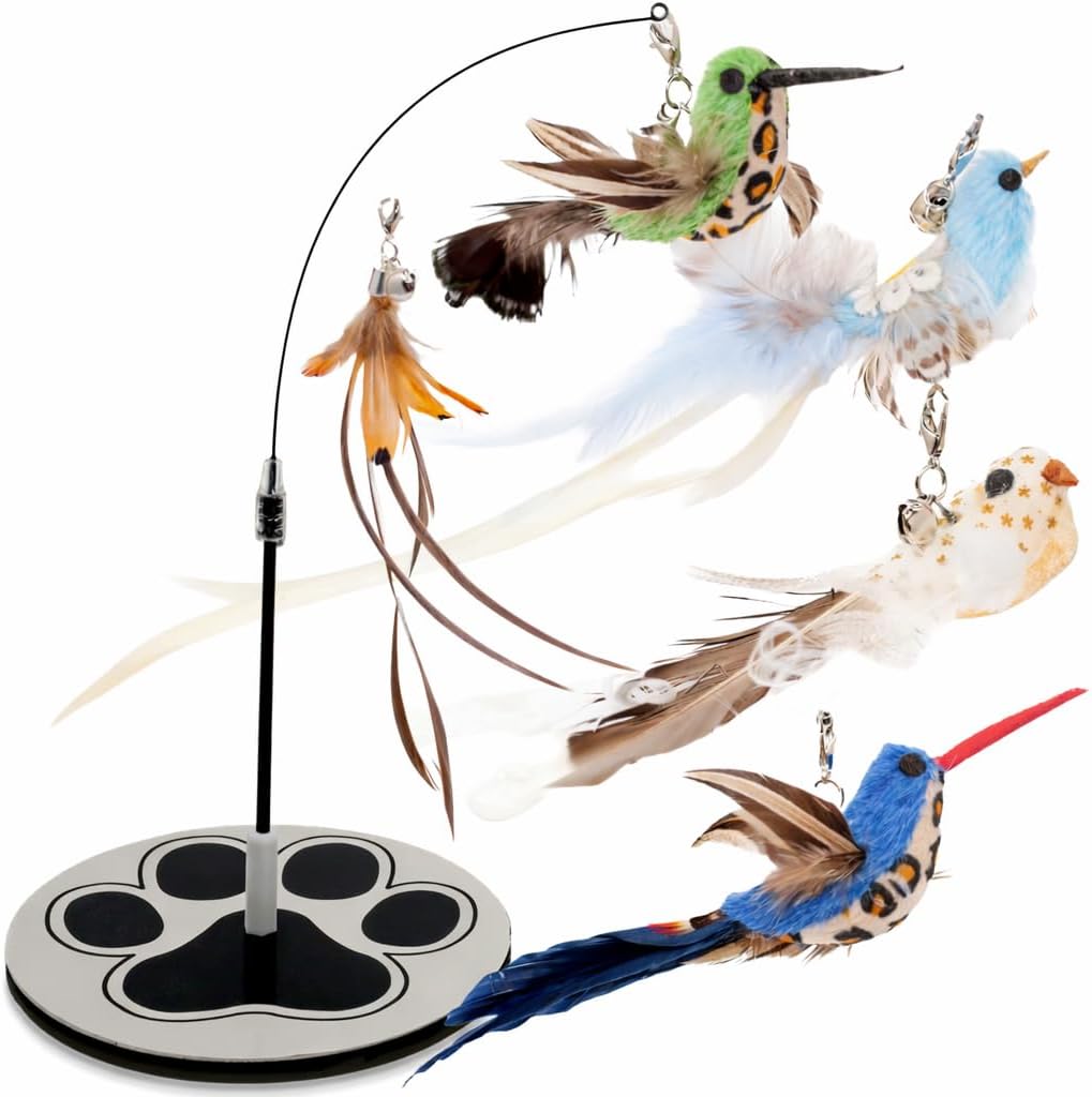 18-Piece Interactive Cat Toys for Indoor Cats, Cat Stuff Heavy Duty Self-Holding Floor Base & Suction Cup - Durable Feather Wand Bird Simulation Self Play Kitten Toys for Bored Adult Cats Juguete Gato - Image 13