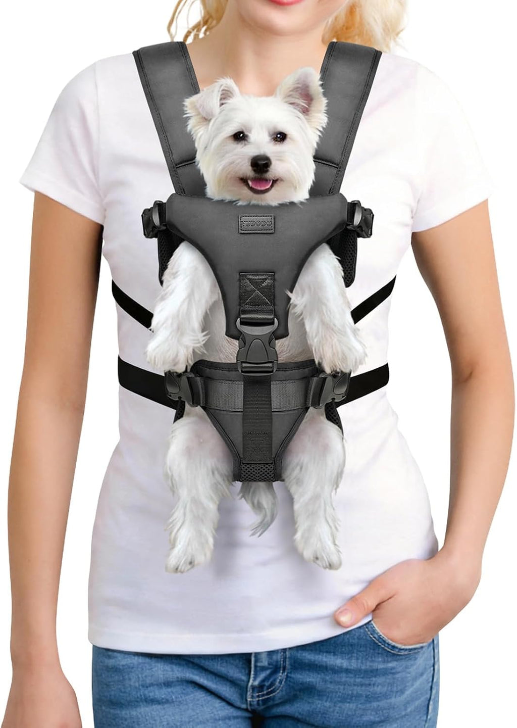 YUDODO Front Pet Carrier Backpack for Small Dogs, Secure and Breathable Mesh Travel Dog Carrier with Safety Belt, Ergonomic Support, Adjustable for Walking, Hiking (Black, M) - Image 11