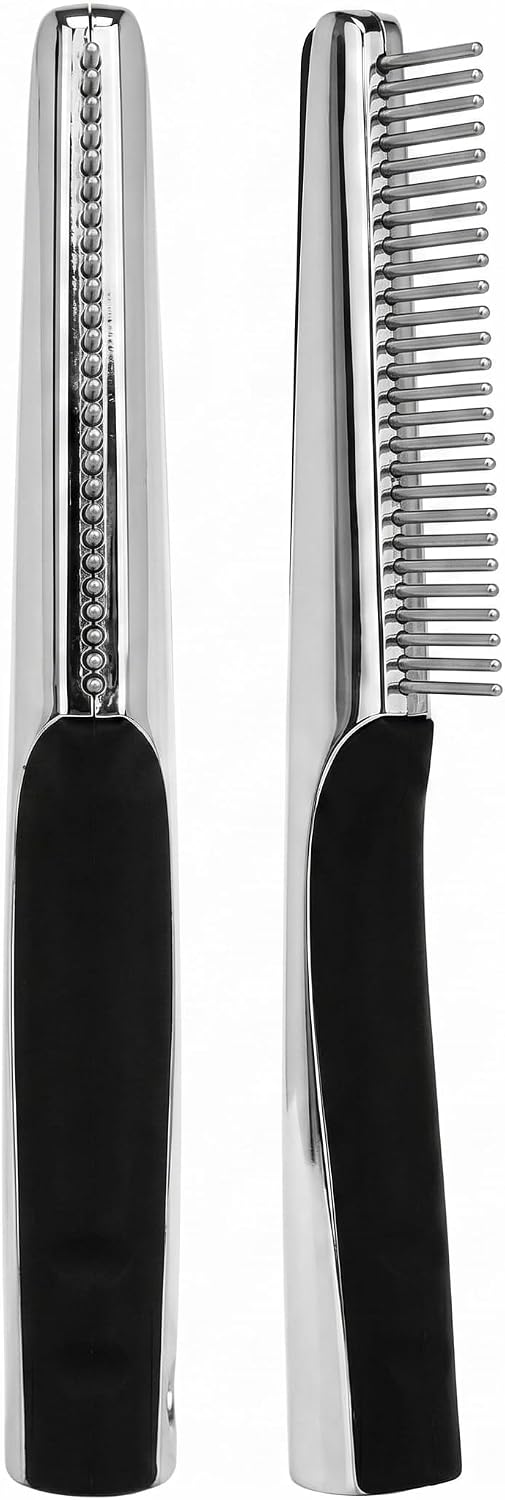 Resco pet grooming comb with ergonomic handle close up