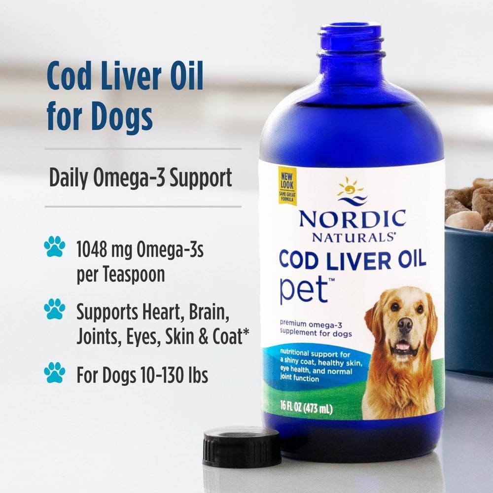 USA imported Nordic Naturals pet cod liver oil sixteen fluid ounces packaging