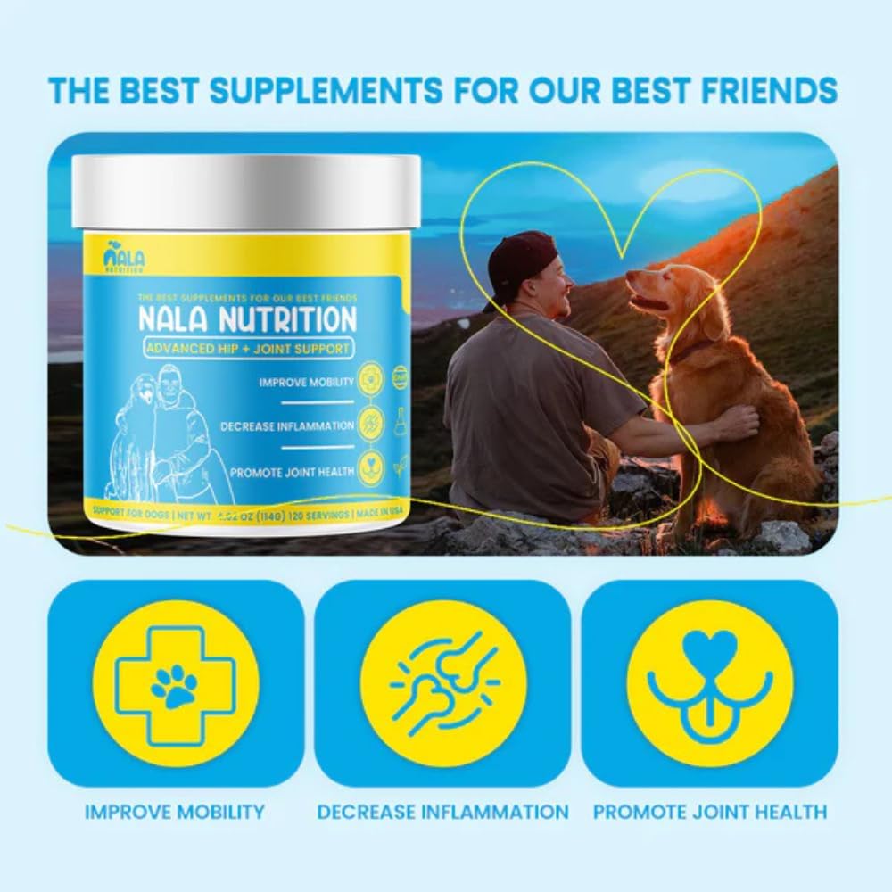 Scoop inside Nala Nutrition dog joint support tub