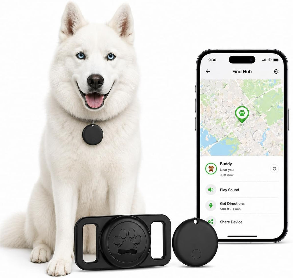 JNLIK GPS dog collar front view displaying the compact waterproof smart tracking tag.