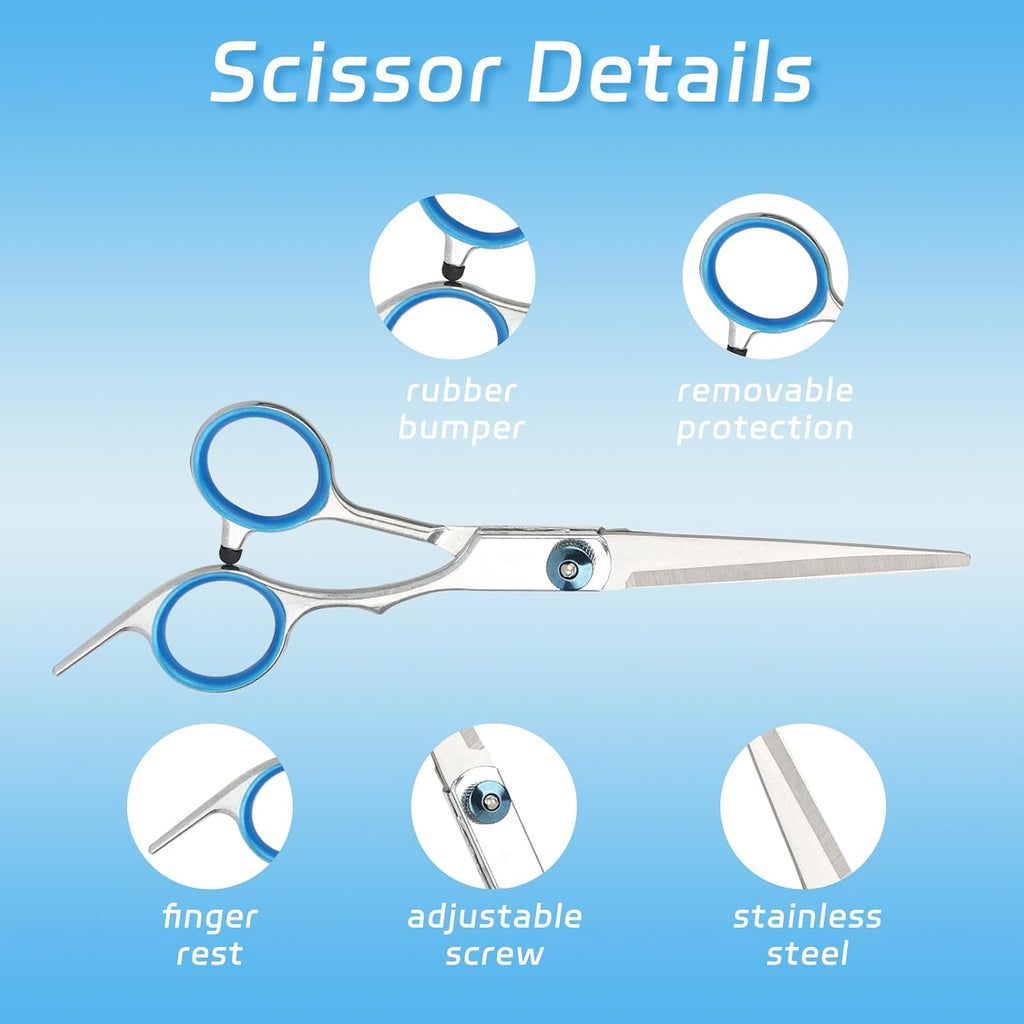 Close up of the stainless steel thinning shear from the BL Electronics pet grooming collection.