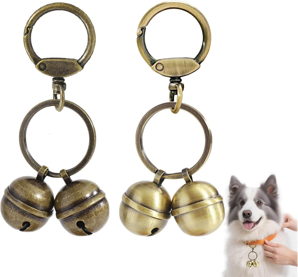 2 Pack Dog & Cat Bells with Engraved Pattern, Extra Loud Brass Bell for Collar with Quick Clasp, Anti-Lost Tracking,Gift Ready Set for Small to Medium Pets Lovers(Silver+Copper,S+M) - Image 9