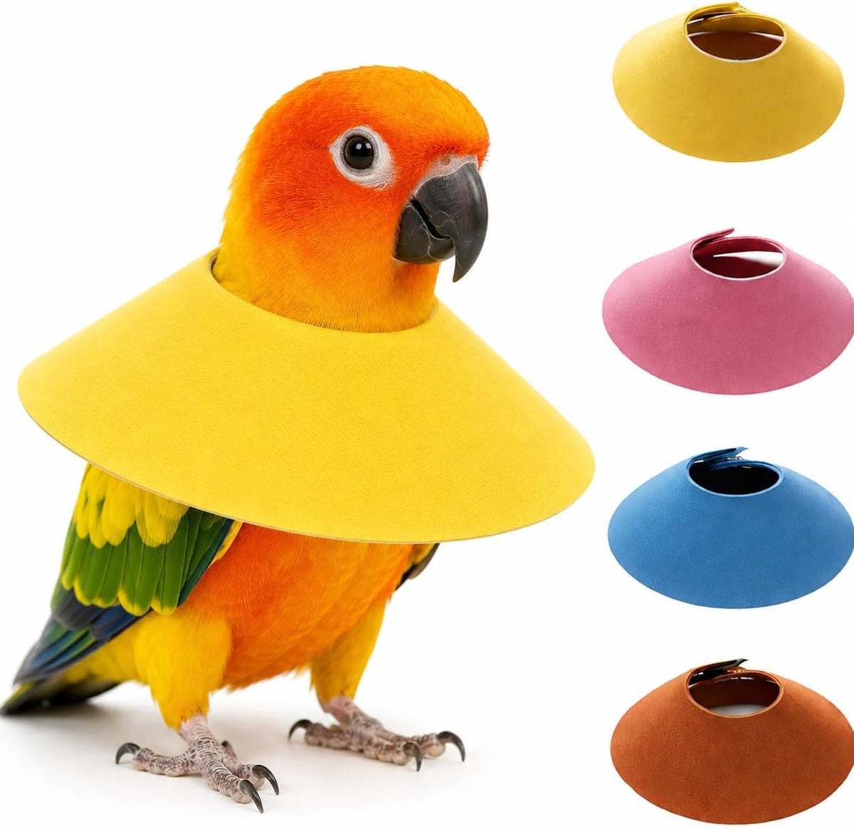 HIHETE bird anti plucking collar fabric material texture and soft edge finish close up