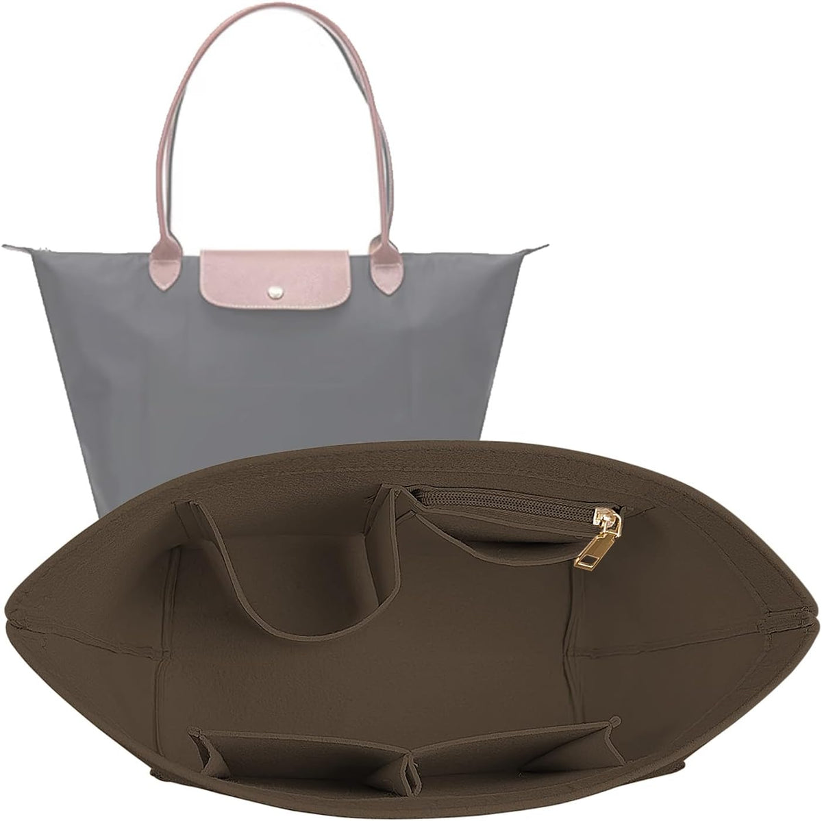 Lckaey Purse Organizer Insert for Longchamp, Premium Felt Long Champ Le Pliage Handbag Organizer Large beige - Image 13