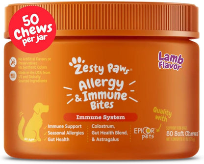 Zesty Paws Allergy Immune Bites - Dog Allergy Chews, Dog Probiotics for Itchy Skin and Ears, Lamb, 90ct - Image 13