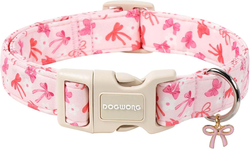 DOGWONG Cute Bowtie Printed Collar for Small Medium Large Dogs - Pink Dog Collar for Girl Female Dogs,S - Image 14