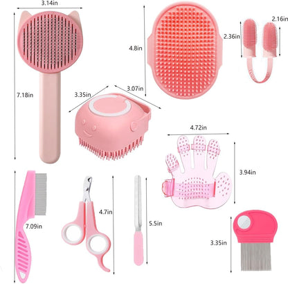 Retractable self cleaning slicker brush from the KEEPLKVOC pet care set.