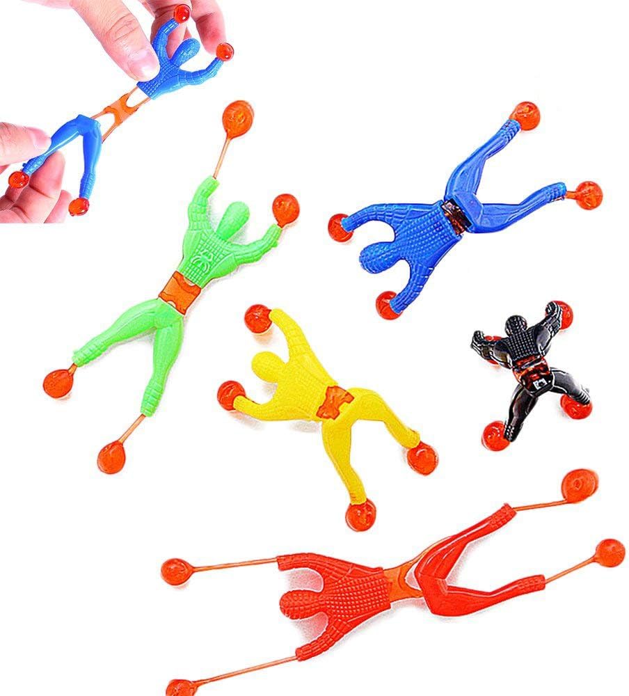 JOHOUSE sticky wall climbers toy front view of pack containing twenty four colorful tumbling men