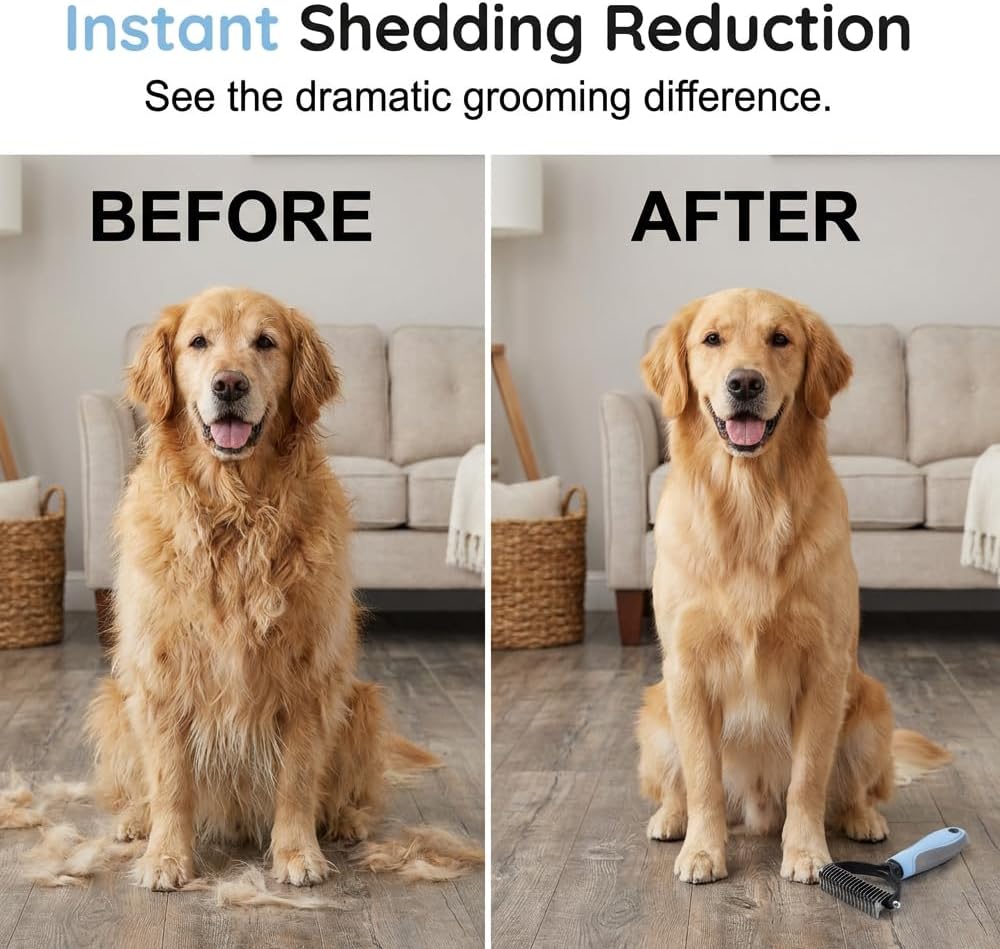Chekido dematting brush for dogs and cats handheld view